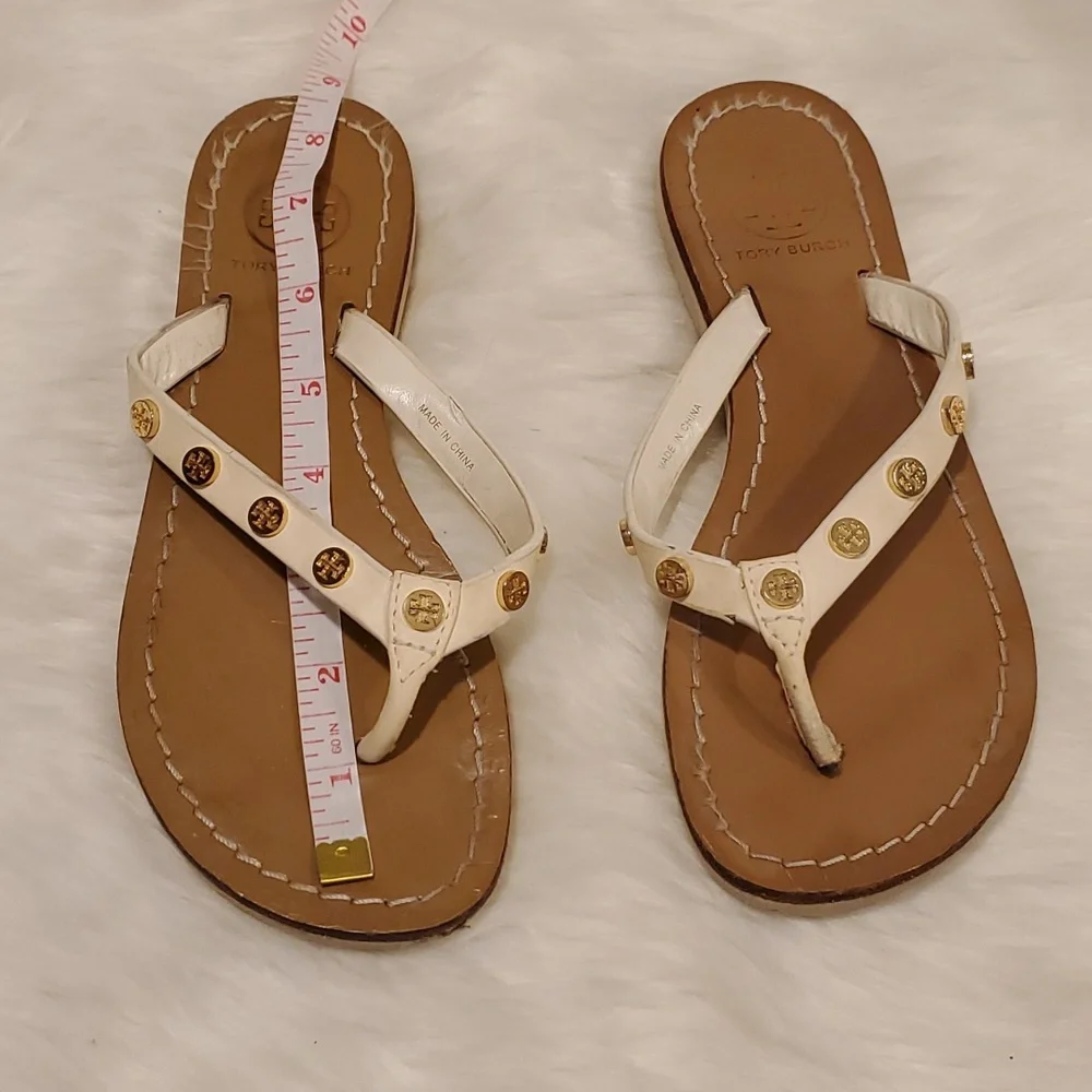 White Tory Burch Ricki Studded Flip Flops Women Size 5 ?